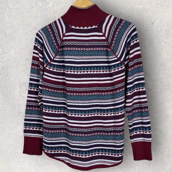Eddie Bauer Engage Fair‎ Isle Burgundy Purple Quarter Zip Pullover Sweater Large - Picture 3 of 15